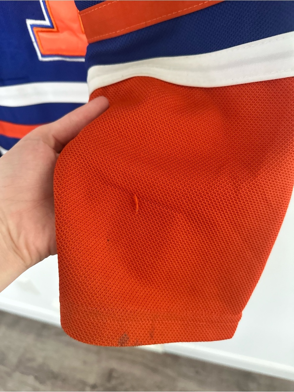 Edmonton Oilers Reebok Blue and Orange Eberle #14 Hockey Jersey - Picture 12 of 14